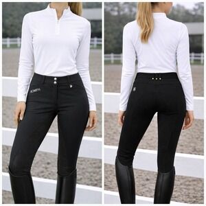 ROMFH Sarafina Womens Full Seat Breeches Equestrian Riding Pant 26L Black Preppy